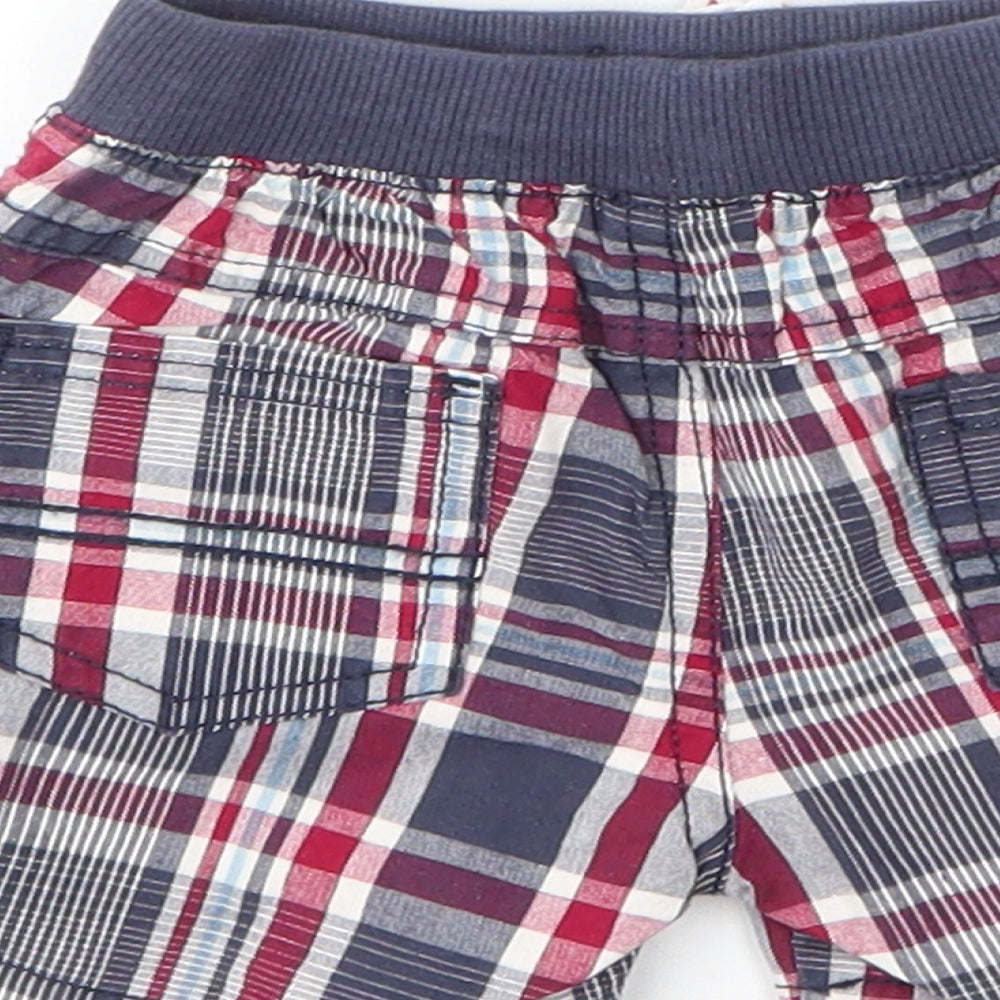 Matalan Boys Blue Plaid Cotton Capri Leggings Size 3-6 Months  Drawstring