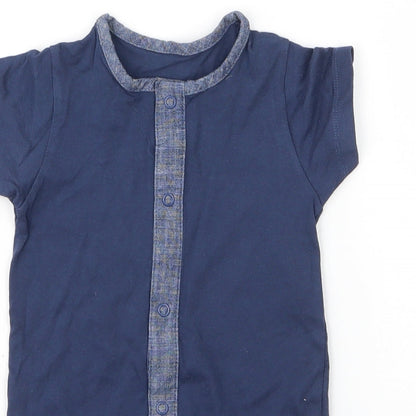 M&S Baby Blue  Cotton Babygrow One-Piece Size 3-6 Months  Snap
