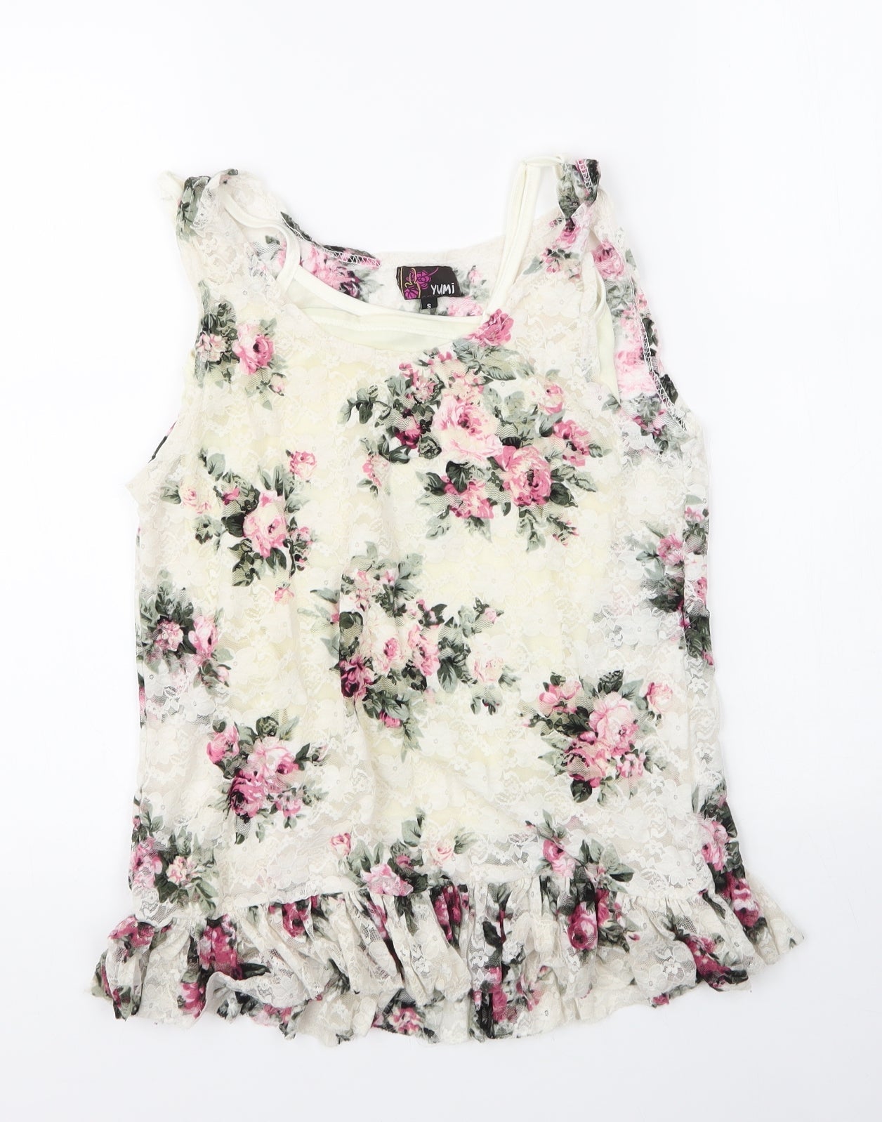 Womens UK Size S Yumi Ivory Basic Blouse