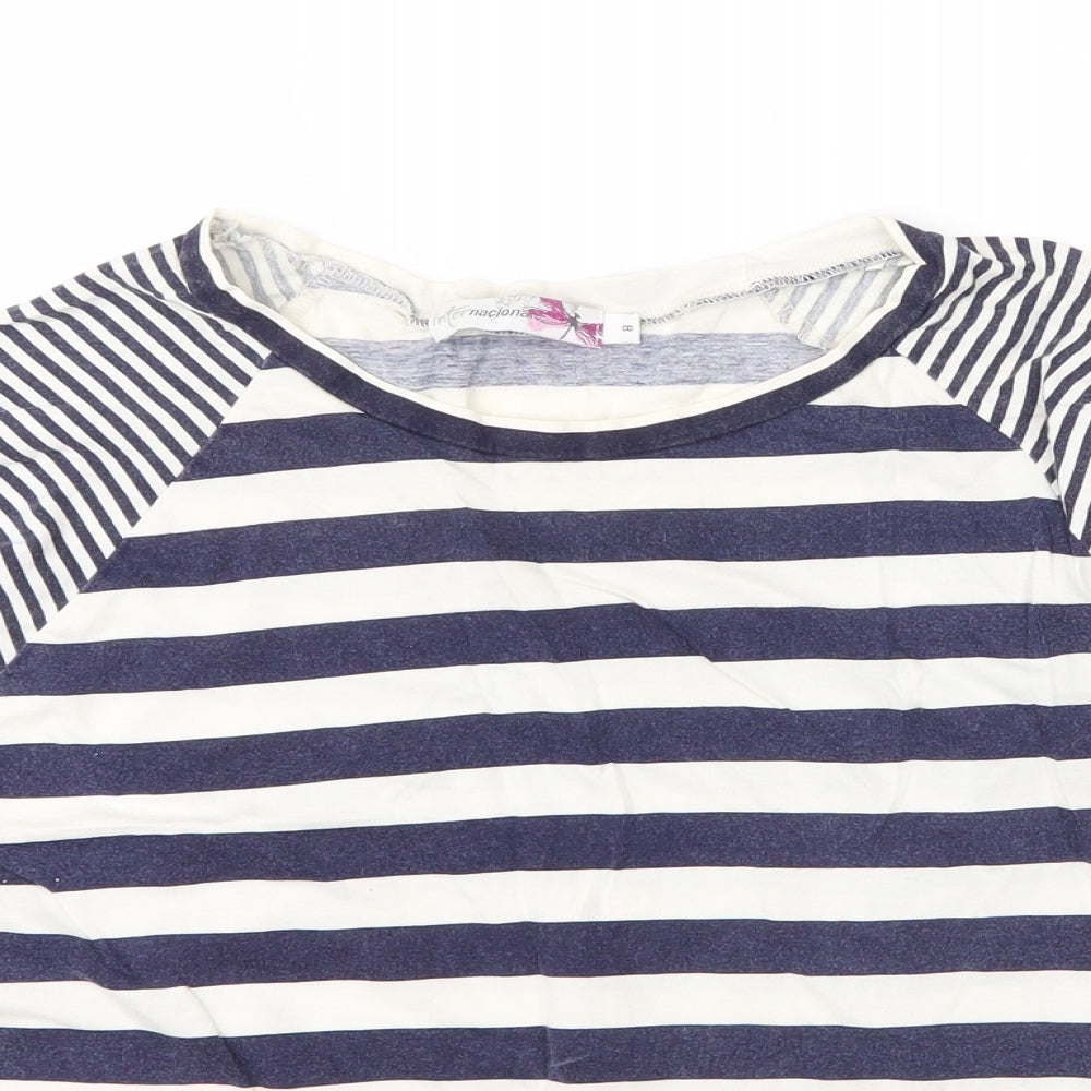 Womens UK Size 8 Internationale Blue Basic T-Shirt