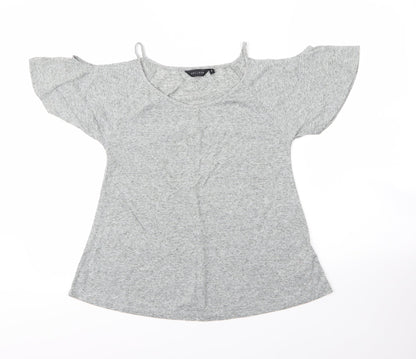 Womens UK Size 8 New Look Grey Basic Blouse