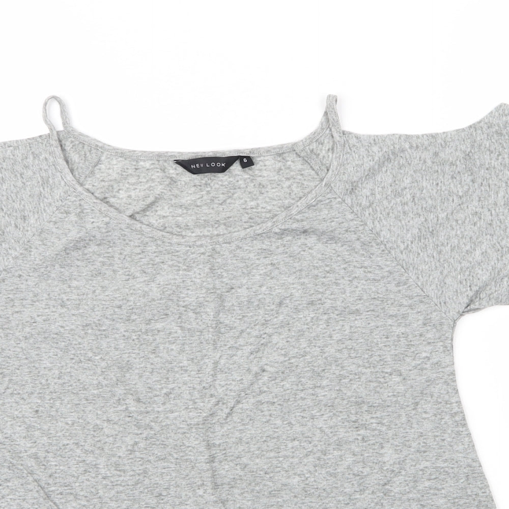 Womens UK Size 8 New Look Grey Basic Blouse