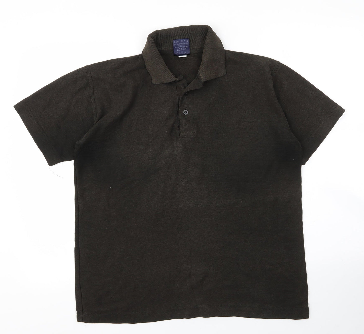 Uneek Mens Green  Cotton  Polo Size M Collared Button