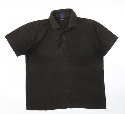 Uneek Mens Green  Cotton  Polo Size M Collared Button