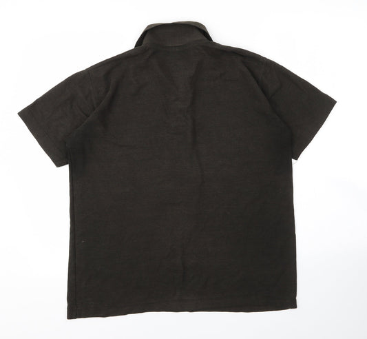 Uneek Mens Green  Cotton  Polo Size M Collared Button