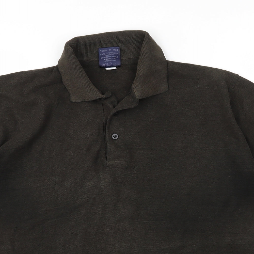 Uneek Mens Green  Cotton  Polo Size M Collared Button