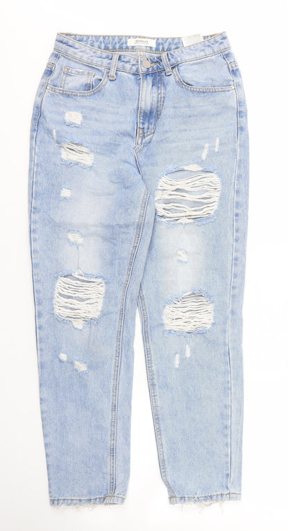 Womens UK Size S Monday Regular Fit Mom Blue Jeans