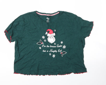 Primark Womens Green  Viscose Basic Blouse Size 18 Round Neck - Christmas