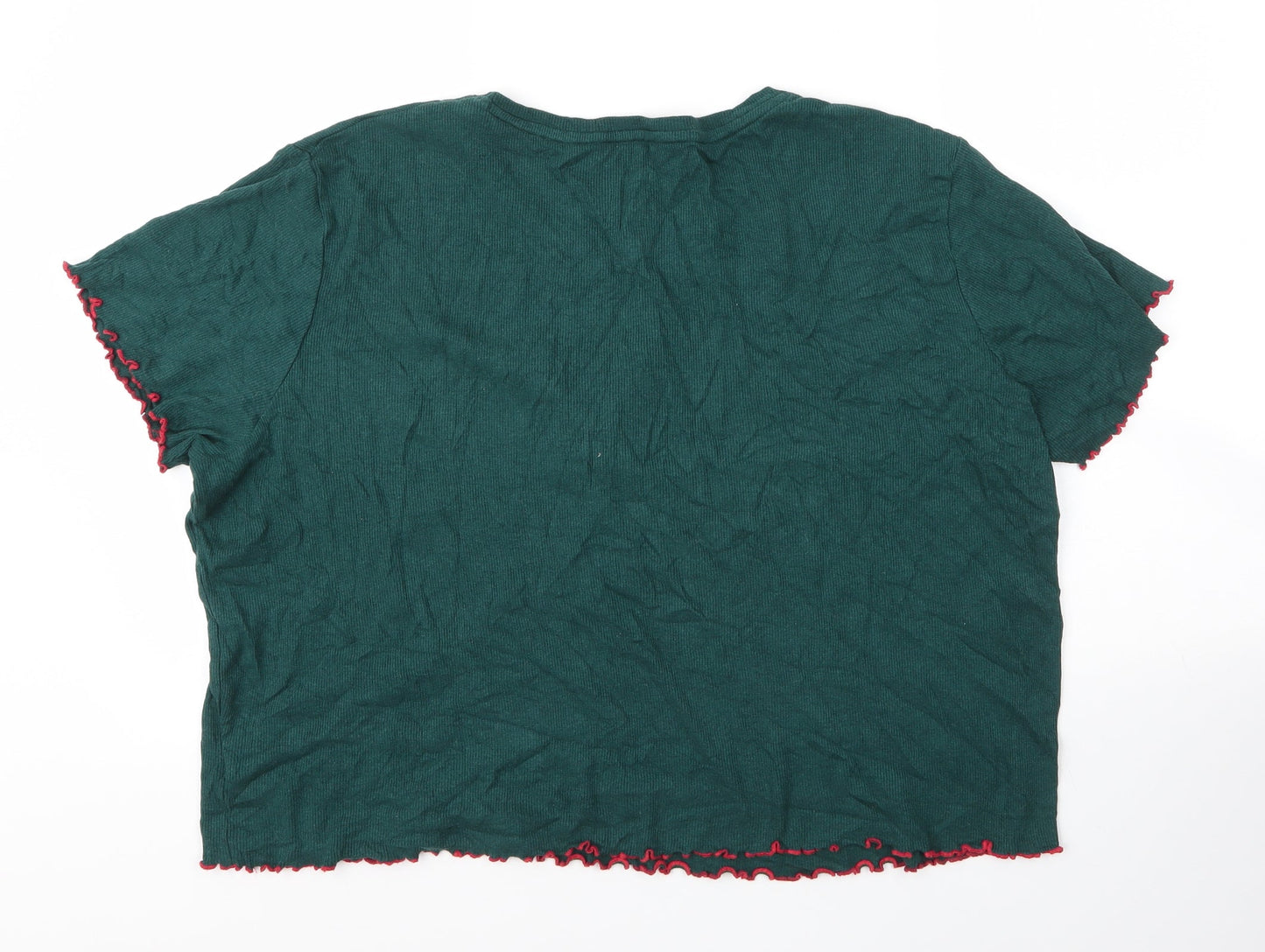 Primark Womens Green  Viscose Basic Blouse Size 18 Round Neck - Christmas