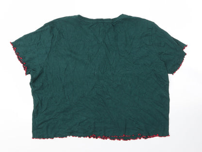 Primark Womens Green  Viscose Basic Blouse Size 18 Round Neck - Christmas