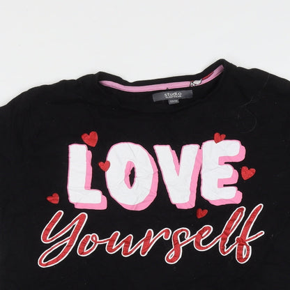 Studio Sleepwear Womens Black Solid Cotton Top Pyjama Top Size 12   - love yourself