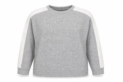 Front view of JEFF & CO women’s grey viscose pullover sweatshirt, size UK 10