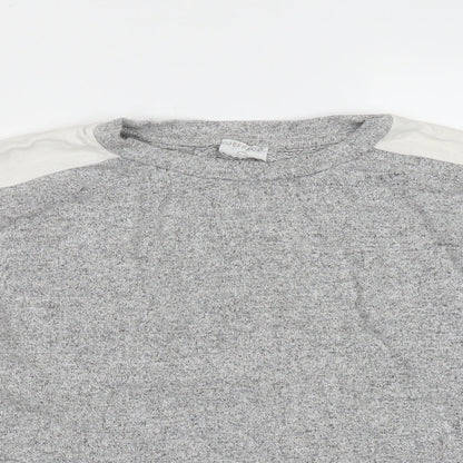 Close-up detail of JEFF & CO women’s grey viscose pullover sweatshirt, size UK 10