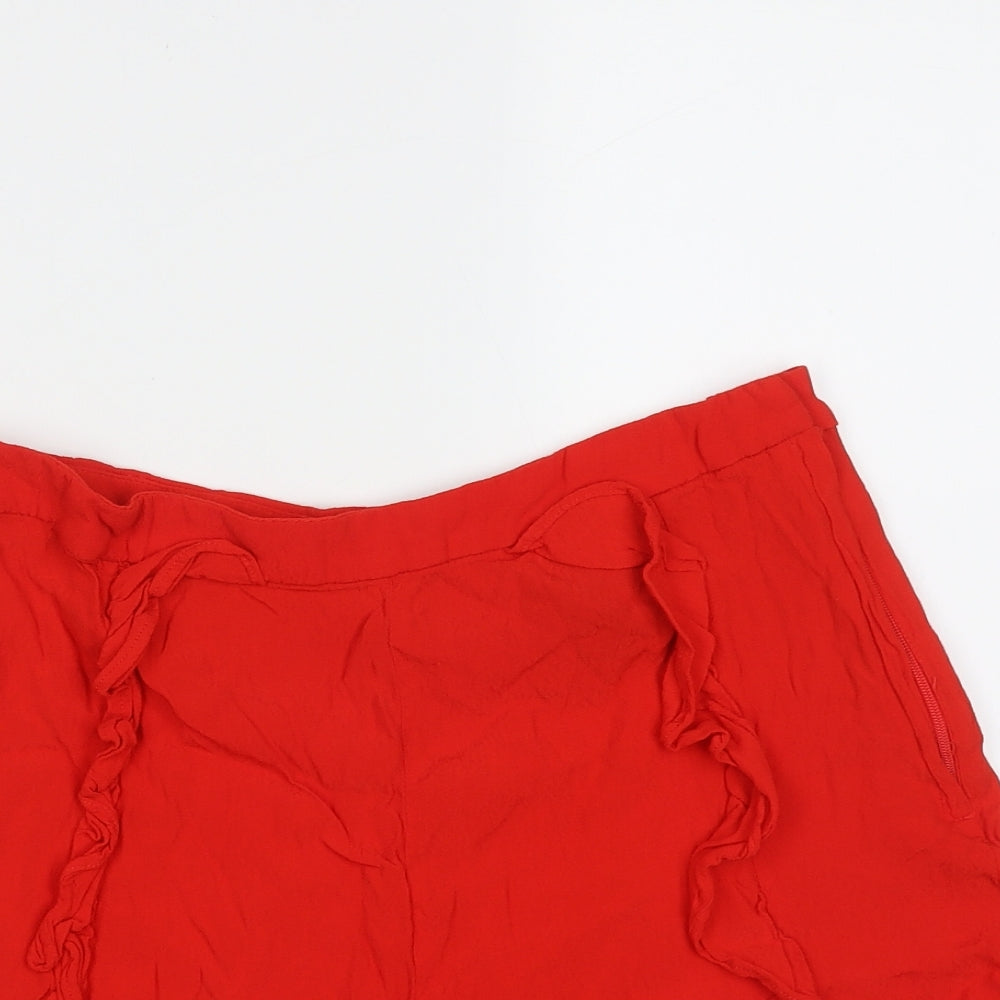 H&M Womens Red  Viscose Hot Pants Shorts Size 10  Regular