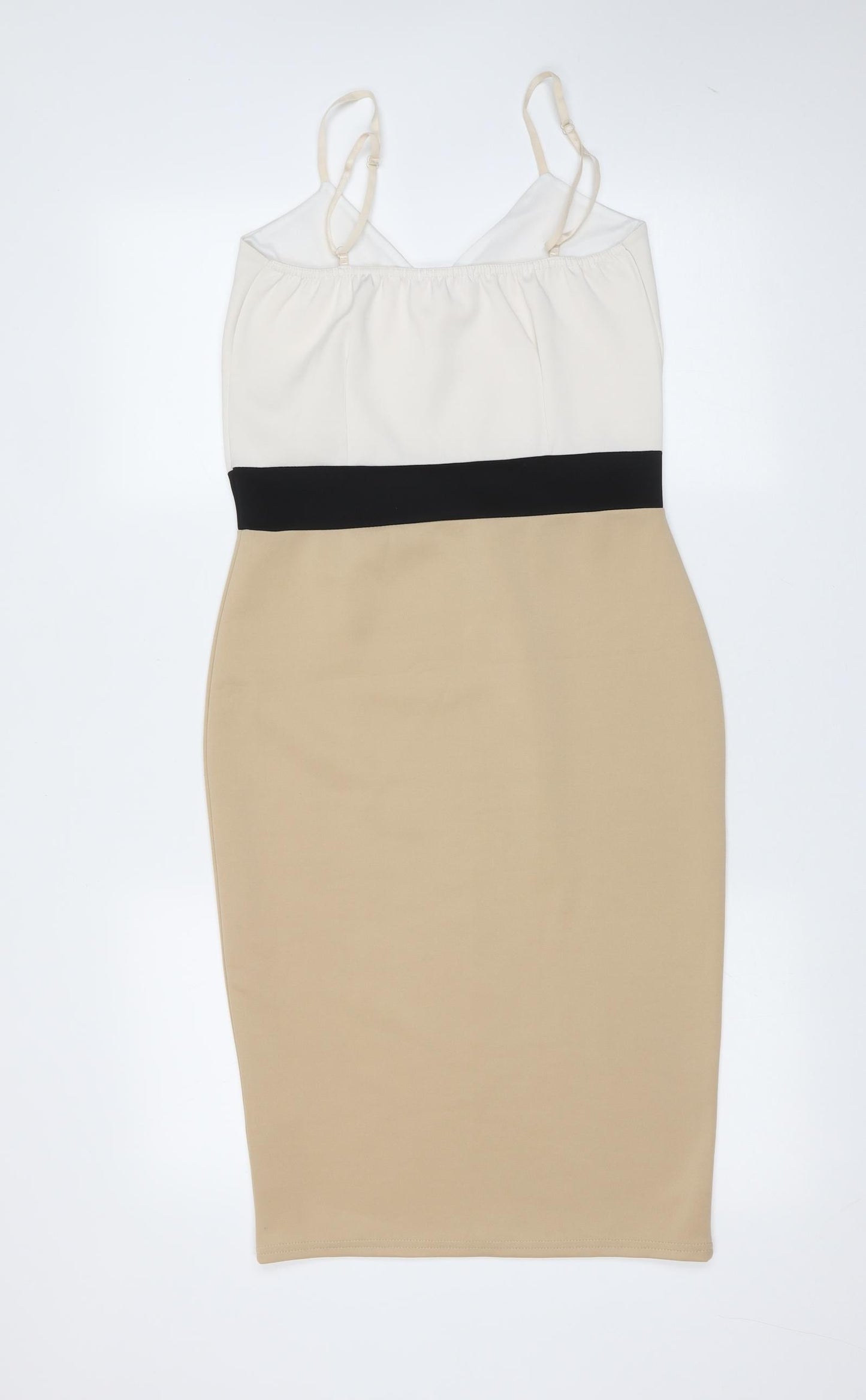 Signature Womens Beige  Polyester Pencil Dress  Size 12  V-Neck