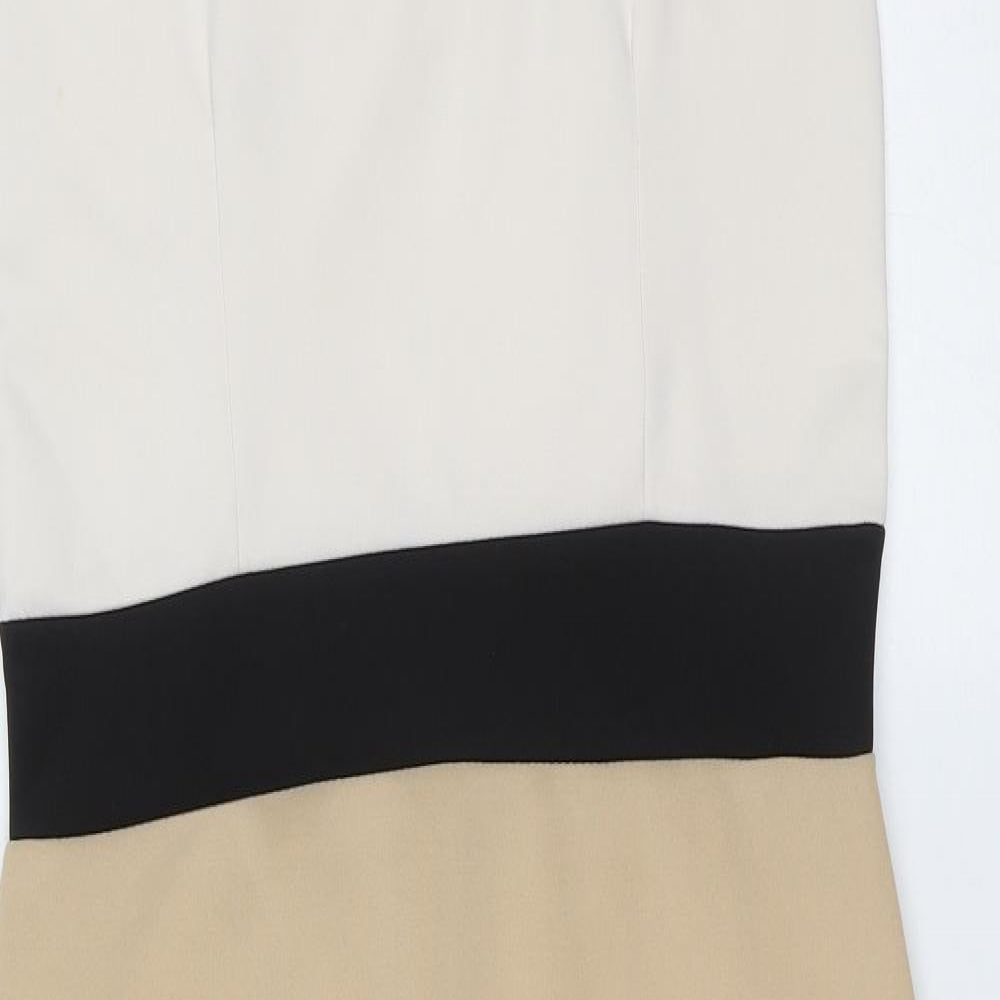 Signature Womens Beige  Polyester Pencil Dress  Size 12  V-Neck