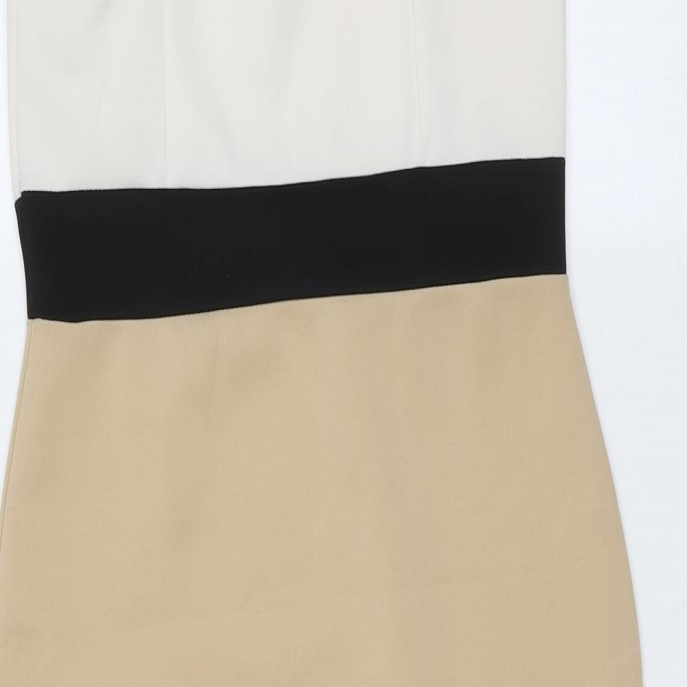 Signature Womens Beige  Polyester Pencil Dress  Size 12  V-Neck