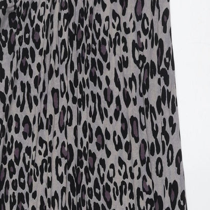 Oasis Womens Grey Animal Print Viscose Maxi  Size S  Round Neck  - beaded