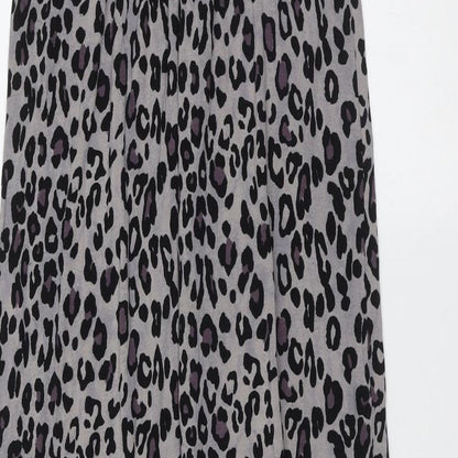 Oasis Womens Grey Animal Print Viscose Maxi  Size S  Round Neck  - beaded