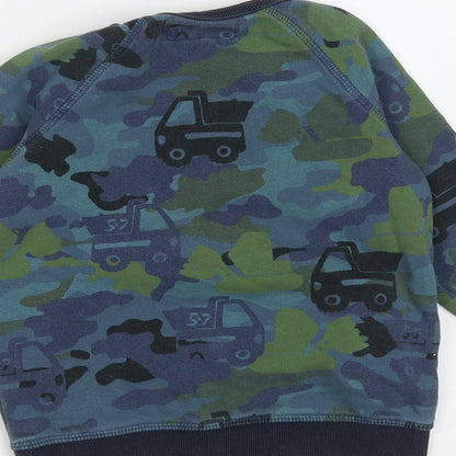 NEXT Boys Blue Camouflage Cotton Pullover Sweatshirt Size 2-3 Years   - trucks