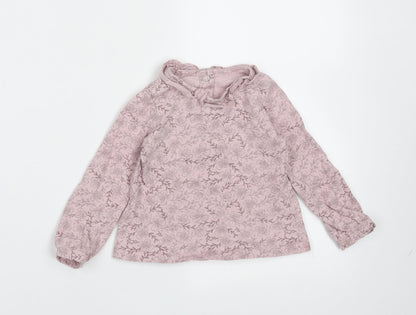 TU Girls Purple Floral Cotton Basic T-Shirt Size 9-12 Months Round Neck