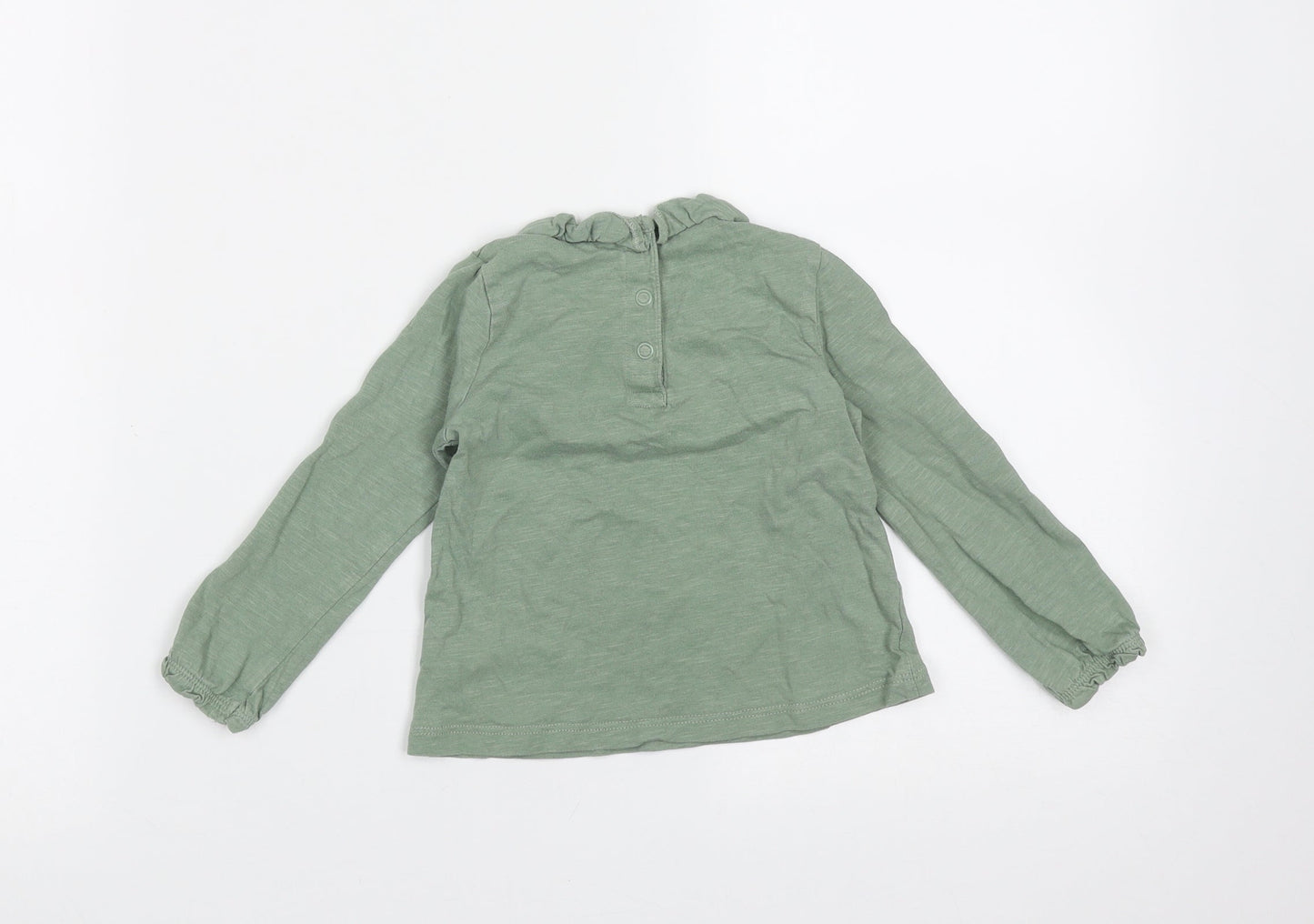 TU Girls Green  Cotton Basic T-Shirt Size 9-12 Months Round Neck