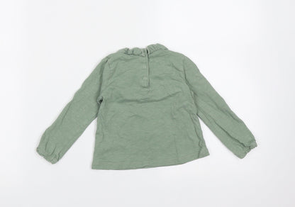 TU Girls Green  Cotton Basic T-Shirt Size 9-12 Months Round Neck