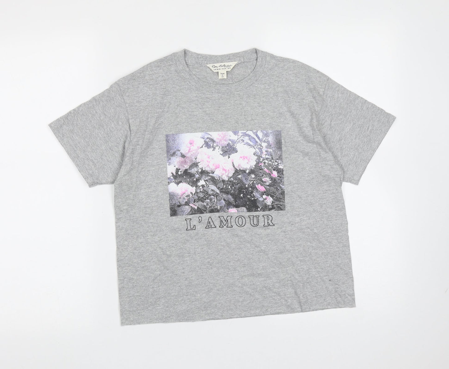 Womens UK Size S Miss Selfridge Grey Basic T-Shirt