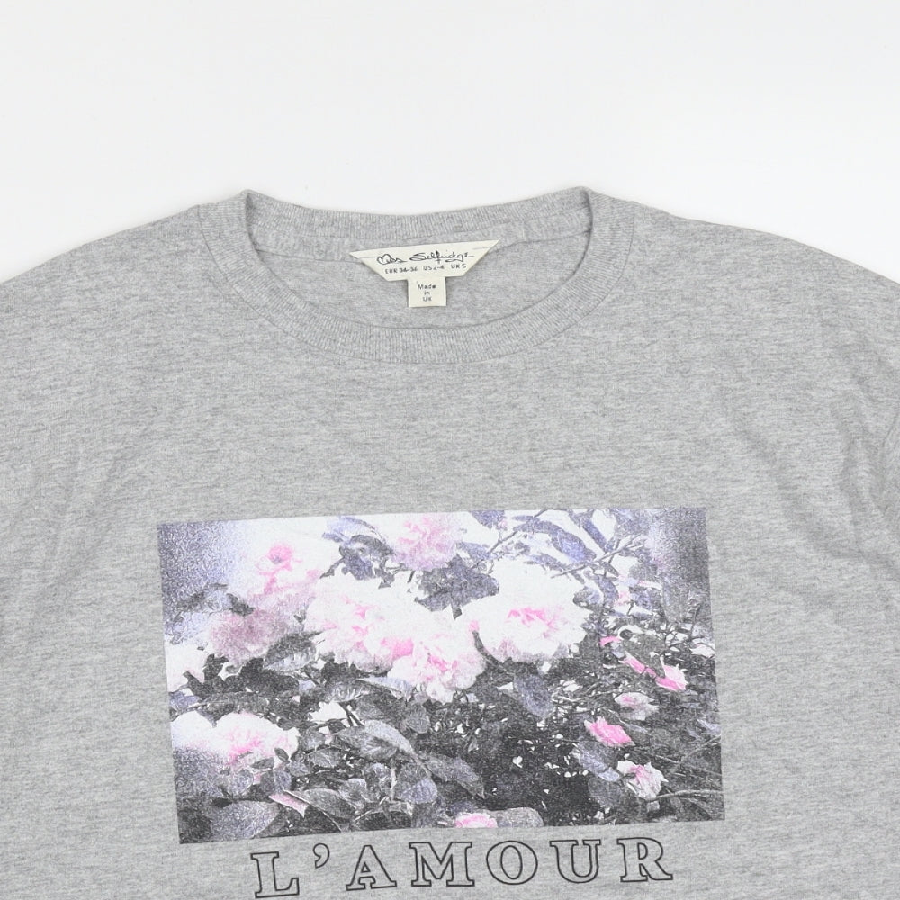 Womens UK Size S Miss Selfridge Grey Basic T-Shirt