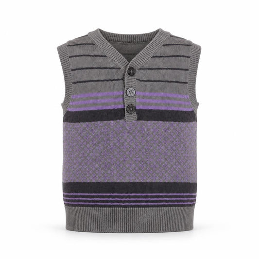 F&F Boys Grey Striped Cotton Pullover Jumper Size 3-6 Months