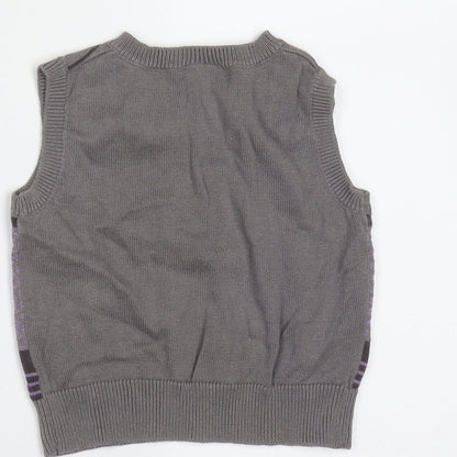 F&F Boys Grey Striped Cotton Pullover Jumper Size 3-6 Months