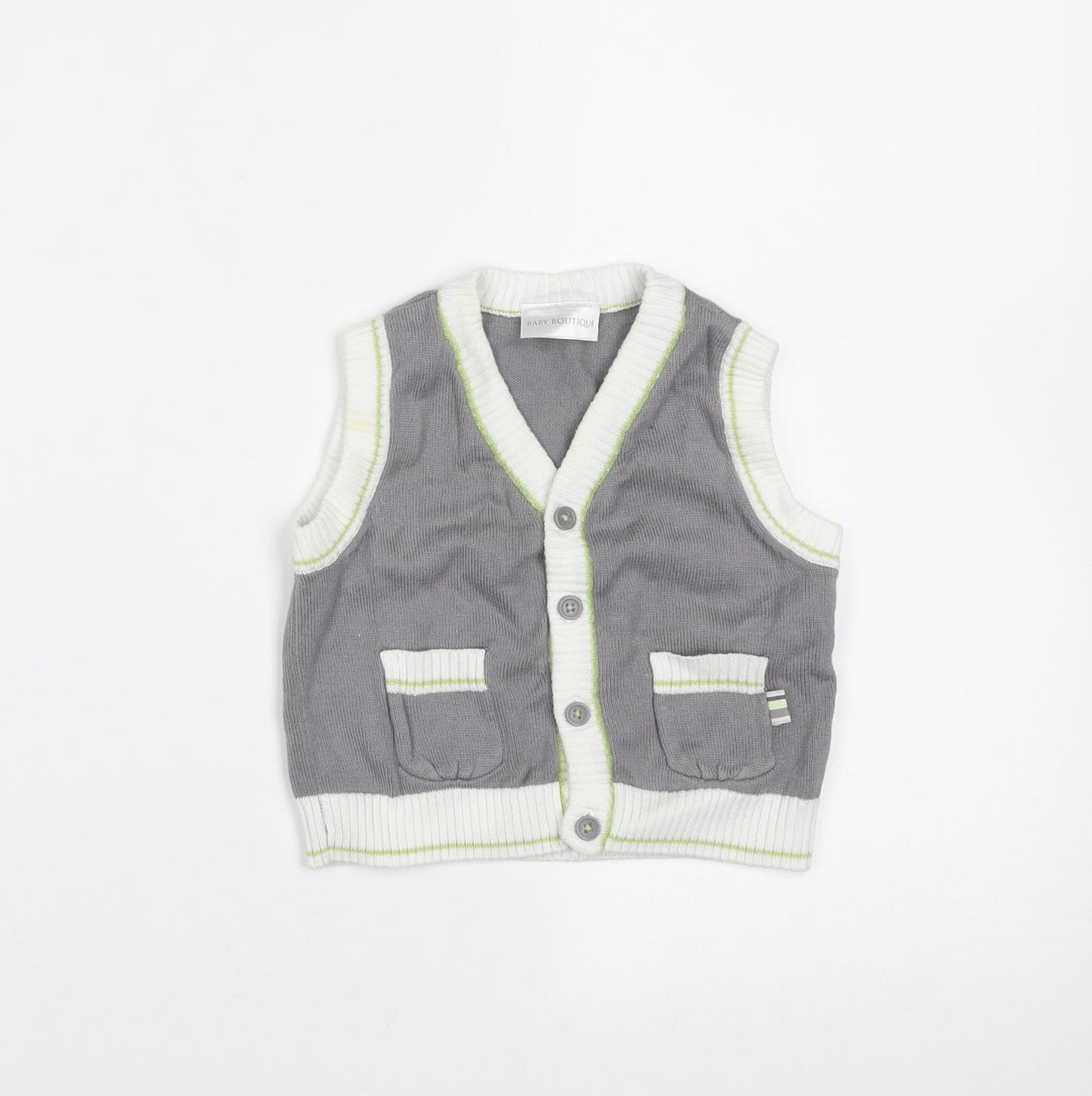Baby Boutique Baby Grey  Cotton Cardigan Jumper Size 3-6 Months  Button