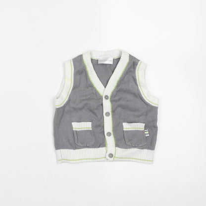 Baby Boutique Baby Grey  Cotton Cardigan Jumper Size 3-6 Months  Button