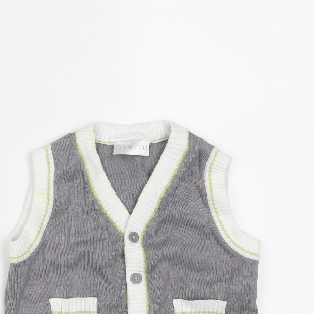 Baby Boutique Baby Grey  Cotton Cardigan Jumper Size 3-6 Months  Button