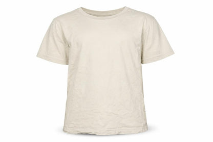 Front view of Tu boys’ beige cotton basic t-shirt, size 8, years round neck