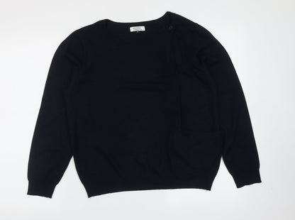 Galeries Lafayette Womens Blue Round Neck  Viscose Pullover Jumper Size M
