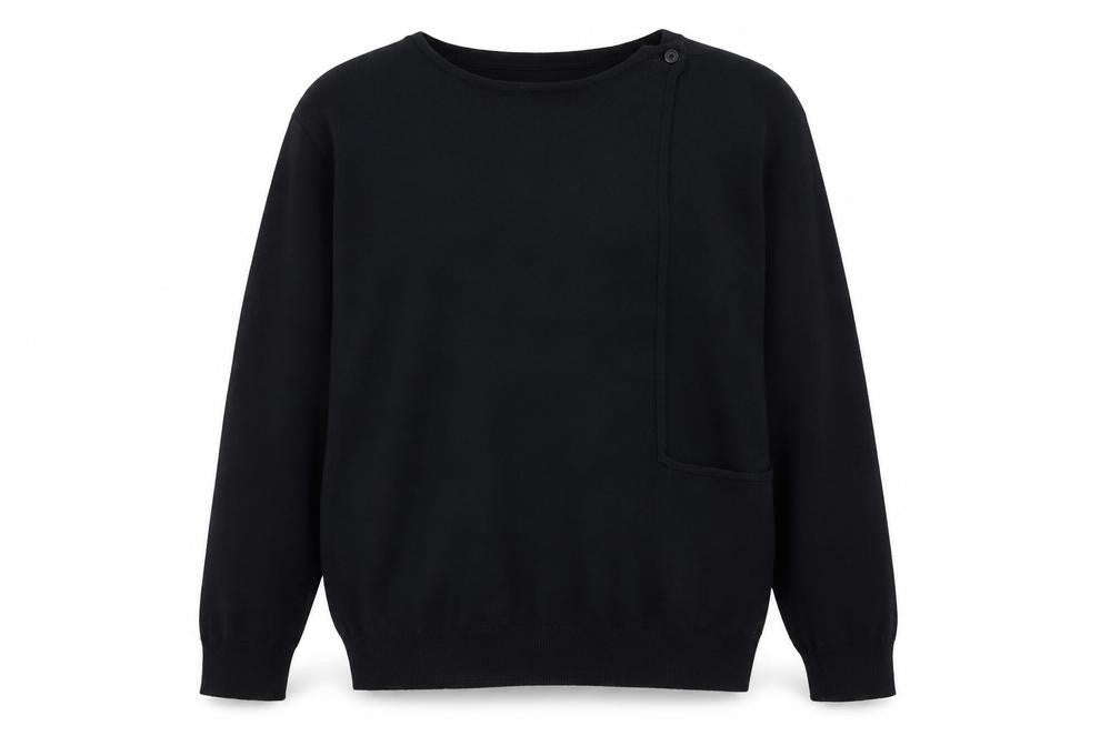 Front view of Galeries Lafayette women’s blue round neck viscose jumper, size M