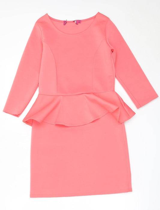 Boohoo Womens Pink  Polyester Shift  Size 10  Round Neck