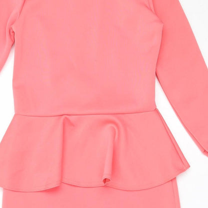 Boohoo Womens Pink  Polyester Shift  Size 10  Round Neck