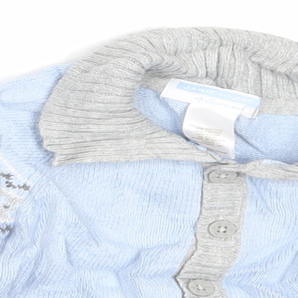 Janie and Jack Boys Blue  Cotton Cardigan Jumper Size 3-6 Months