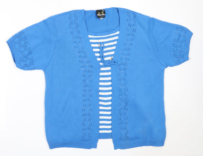 Florida Collection Womens Blue Round Neck  Acrylic Cardigan Jumper Size M