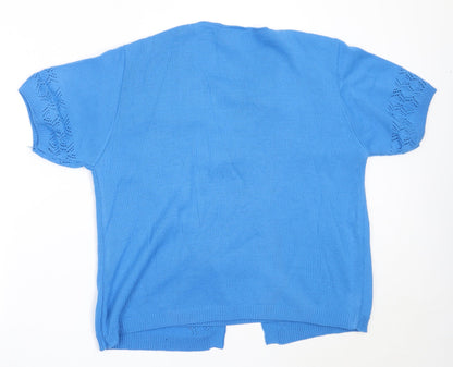 Florida Collection Womens Blue Round Neck  Acrylic Cardigan Jumper Size M