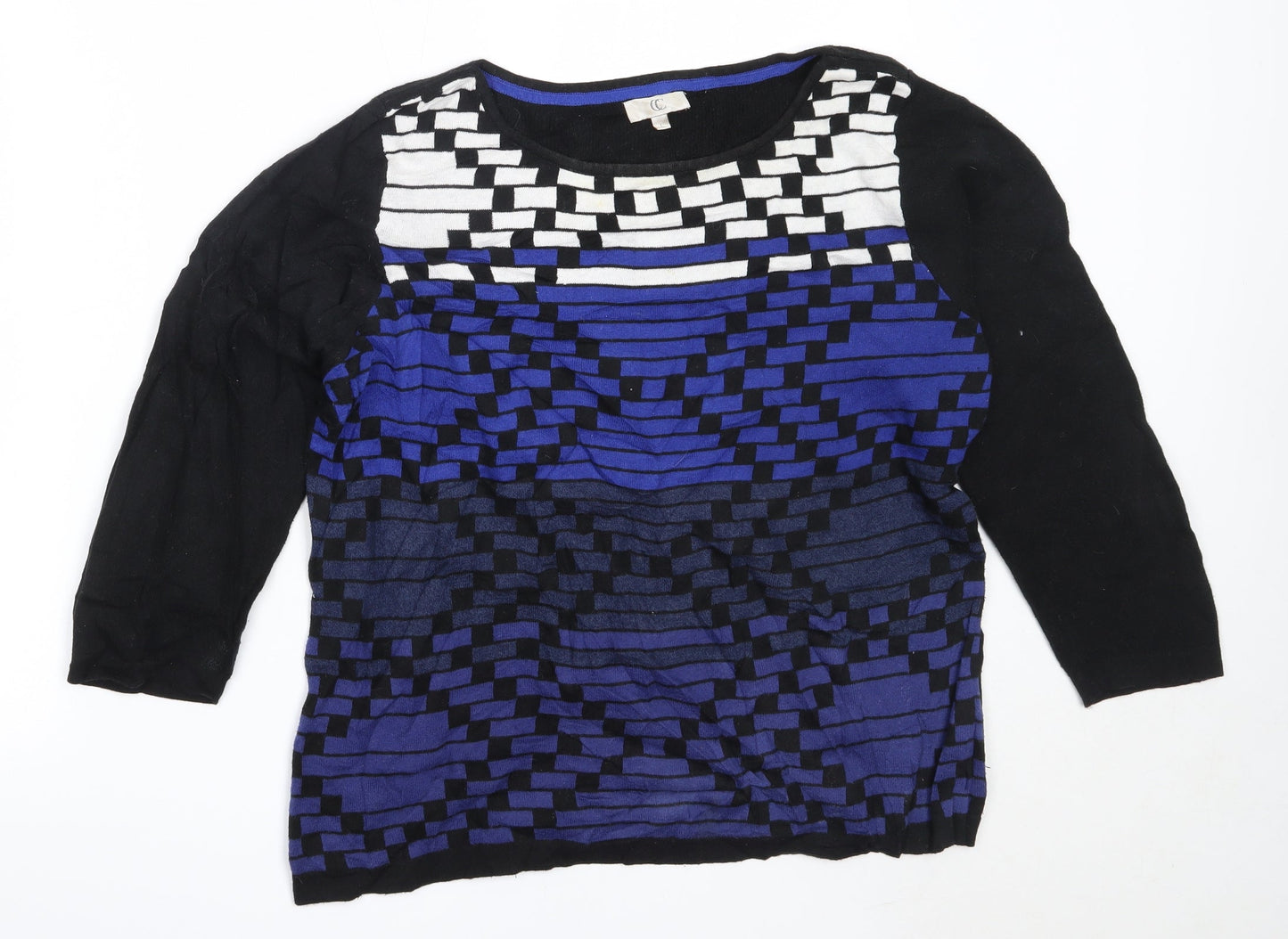 Country Casuals Womens Blue Round Neck  Cotton Pullover Jumper Size L