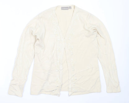 Croft & Barrow Womens Beige V-Neck  Acrylic Cardigan Jumper Size M