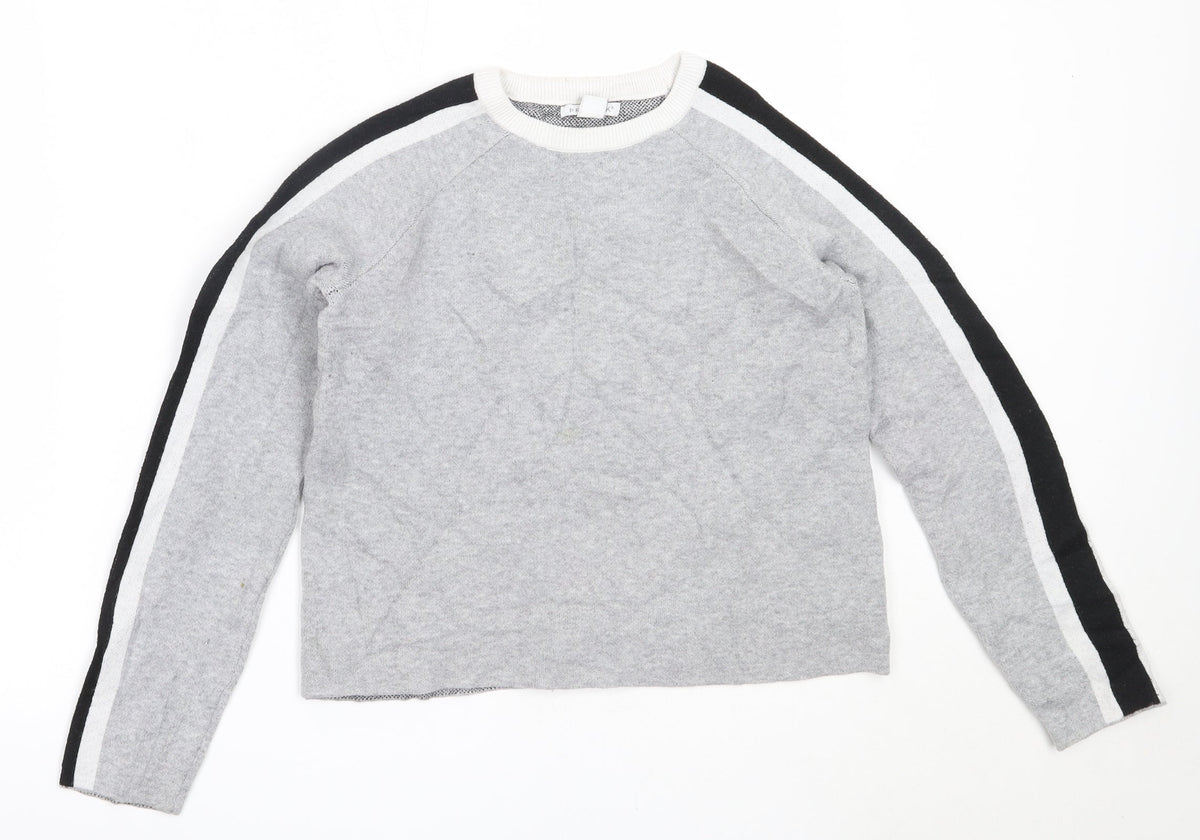 Additional front view of Primark girls’ grey round neck polyester jumper, size 13-14, years