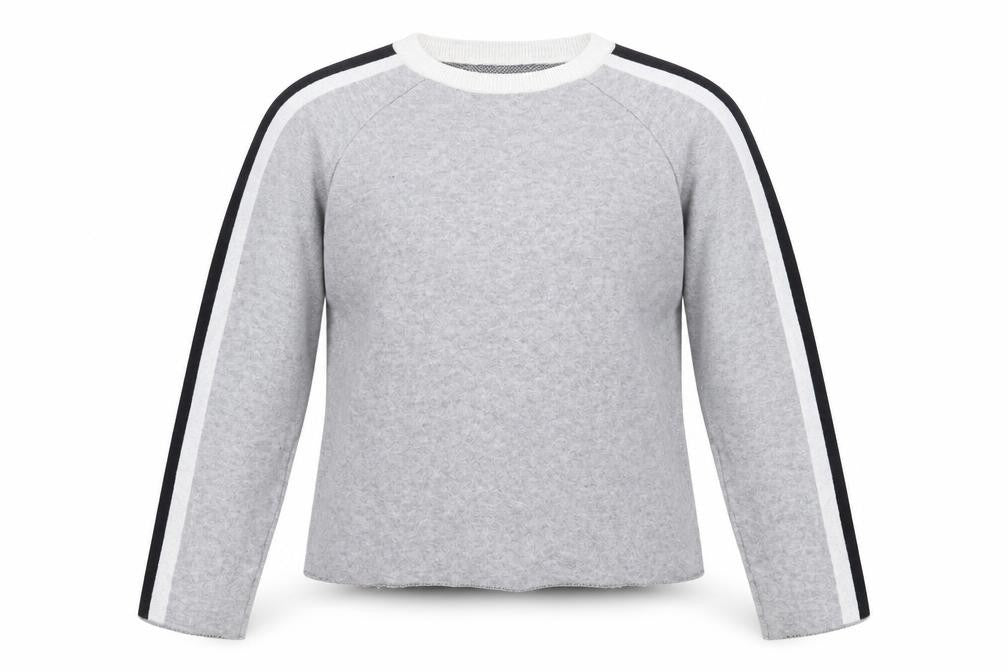 Front view of Primark girls’ grey round neck polyester jumper, size 13-14, years