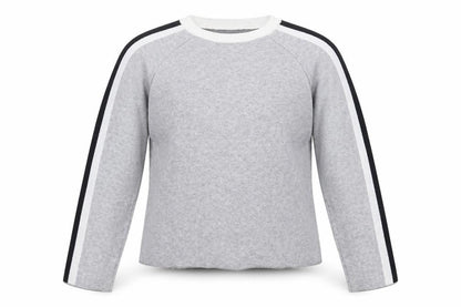 Front view of Primark girls’ grey round neck polyester jumper, size 13-14, years