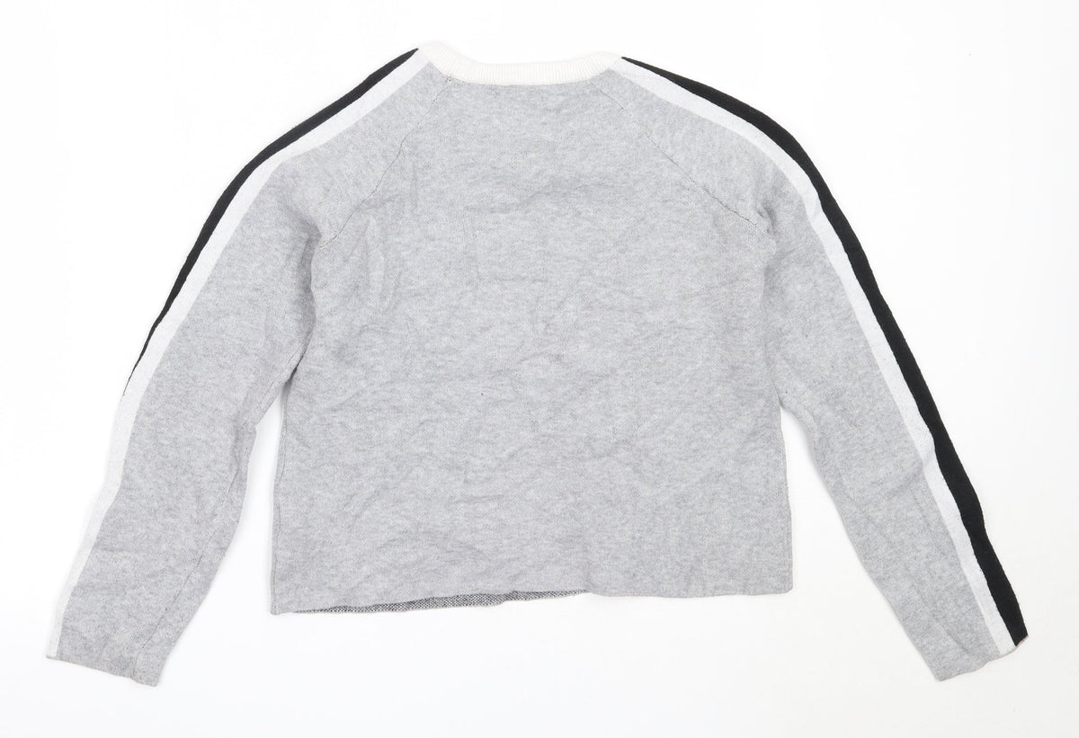 Back view of Primark girls’ grey round neck polyester jumper, size 13-14, years