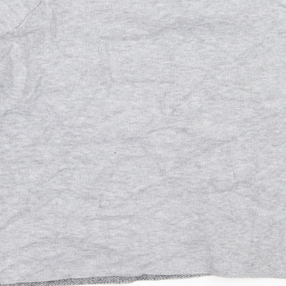 Brand and care label for Primark girls’ grey round neck polyester jumper, size 13-14, years