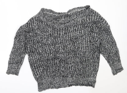 SheIn Womens Black Round Neck  Acrylic Pullover Jumper One Size